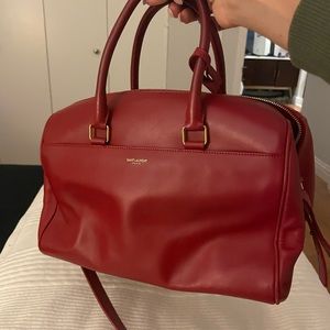 Saint Laurent Duffle Red Leather Handbag